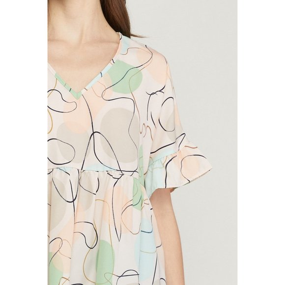 Entro Abstract Peplum Top, Peach - Picture 6 of 7